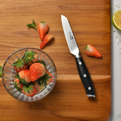 High Carbon Steel 3.5 Inch Paring Knife For Fruits (Black) | Small Kitchen Knife,Great Maneuverability, Anti-Rust, Long-Lasting Sharpness and Durability, Extended Use Without Fatigue