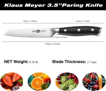 High Carbon Steel 3.5 Inch Paring Knife For Fruits (Black) | Small Kitchen Knife,Great Maneuverability, Anti-Rust, Long-Lasting Sharpness and Durability, Extended Use Without Fatigue