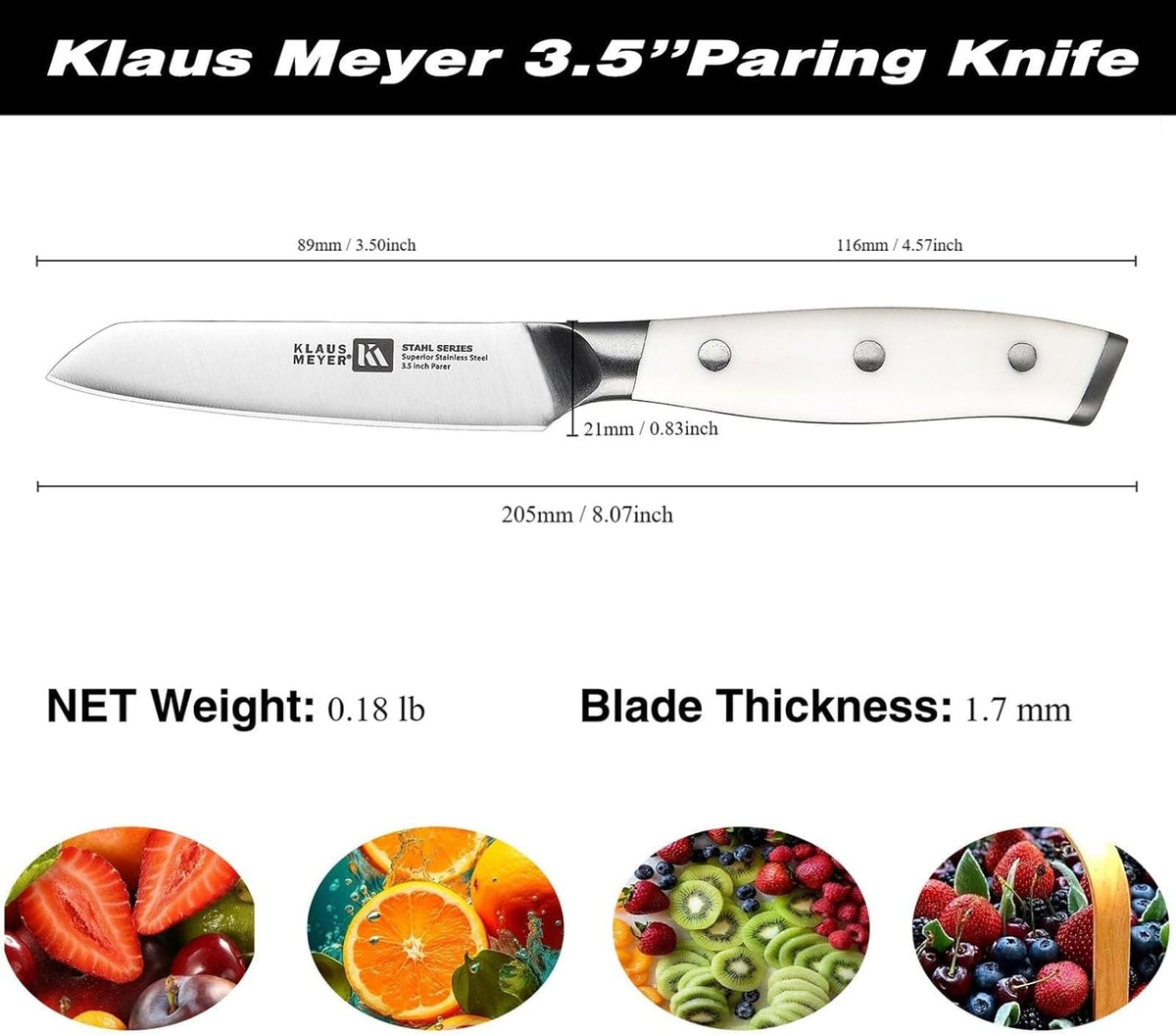 High Carbon Steel 3.5 Inch Paring Knife For Fruits (Black) | Small Kitchen Knife,Great Maneuverability, Anti-Rust, Long-Lasting Sharpness and Durability, Extended Use Without Fatigue