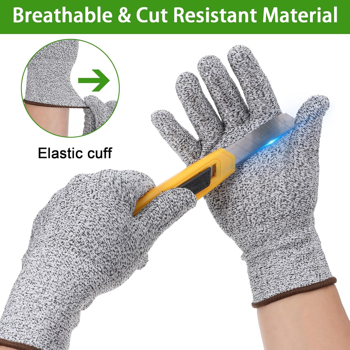 20 Pairs Cut Resistant Gloves Level 5 Protection Kitchen Anti-Cutting Gloves Cutting-Proof Glove for Shucking Fish Meat Wood Carving (Gray)