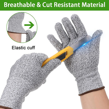 20 Pairs Cut Resistant Gloves Level 5 Protection Kitchen Anti-Cutting Gloves Cutting-Proof Glove for Shucking Fish Meat Wood Carving (Gray)