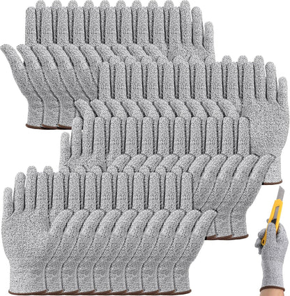 20 Pairs Cut Resistant Gloves Level 5 Protection Kitchen Anti-Cutting Gloves Cutting-Proof Glove for Shucking Fish Meat Wood Carving (Gray)
