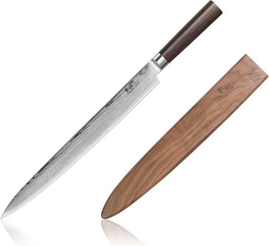 Cangshan HAKU Series 12-Inch Sashimi Knife with Sheath, Forged X-7 Damascus Steel, 501127