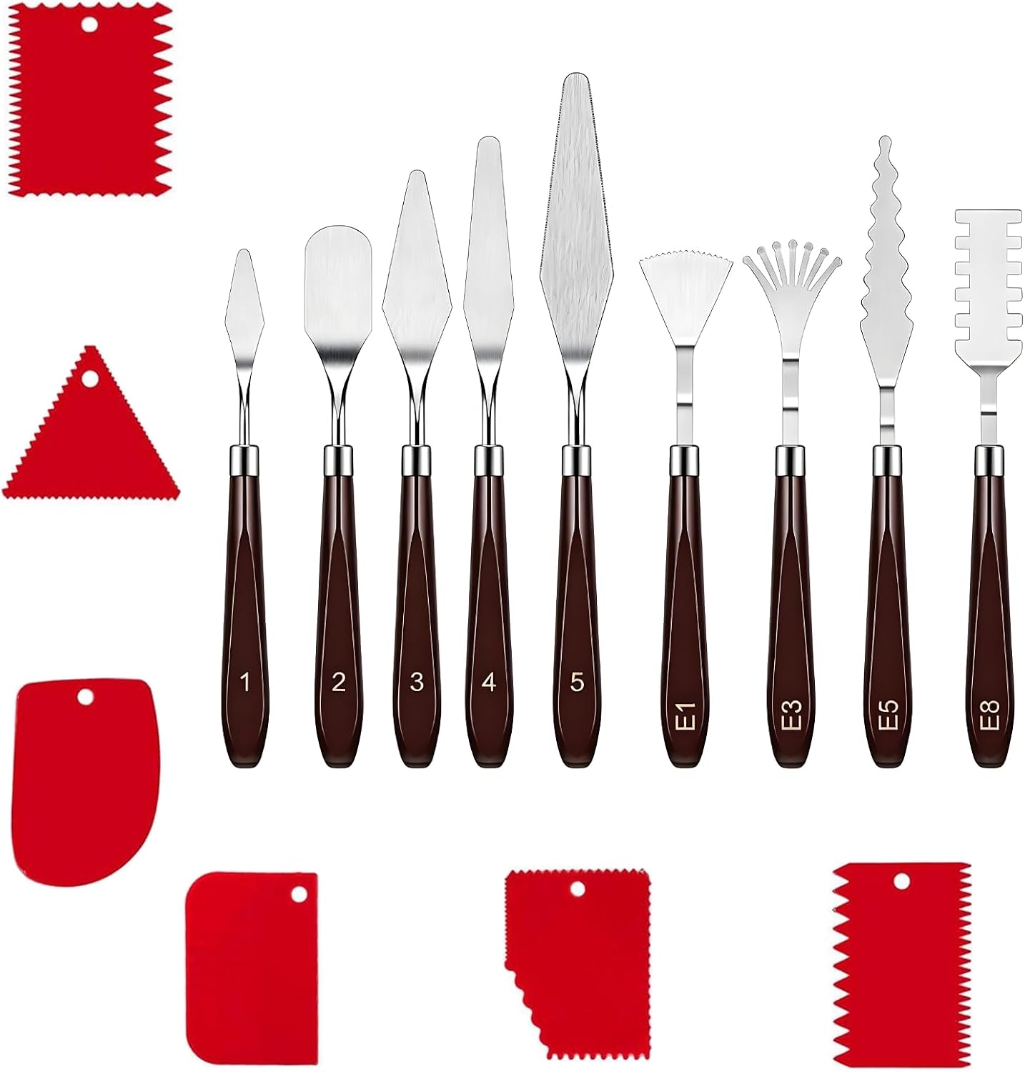 15 Pieces Artist Painting Knife Set, 9 Stainless Steel Palette Knives & 6 Plastic Ceramic Scrapers, Art Spatula Tools for Oil Acrylic Watercolor
