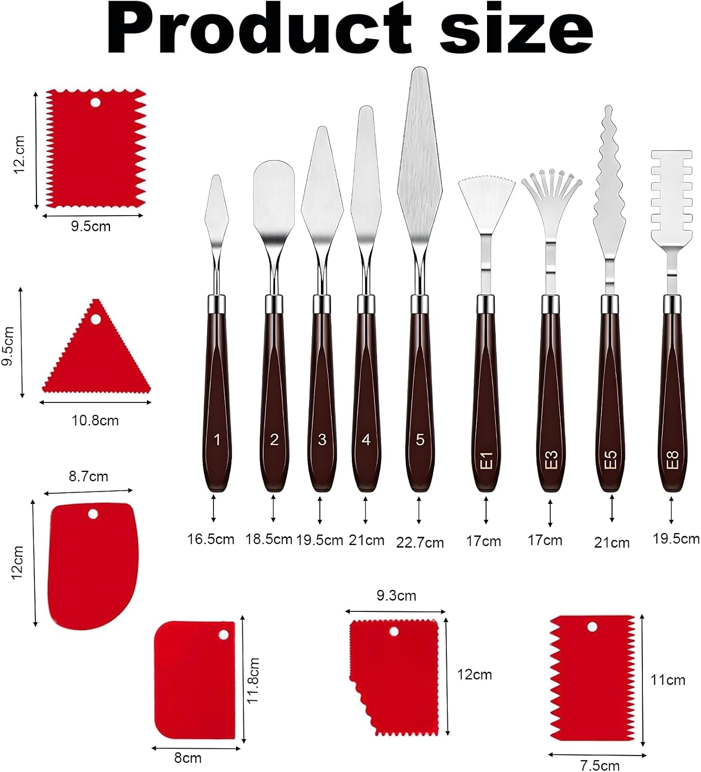 15 Pieces Artist Painting Knife Set, 9 Stainless Steel Palette Knives & 6 Plastic Ceramic Scrapers, Art Spatula Tools for Oil Acrylic Watercolor