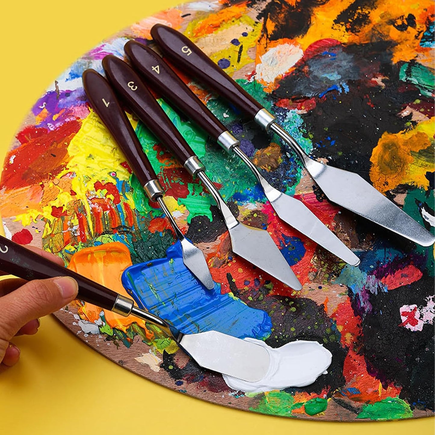 15 Pieces Artist Painting Knife Set, 9 Stainless Steel Palette Knives & 6 Plastic Ceramic Scrapers, Art Spatula Tools for Oil Acrylic Watercolor