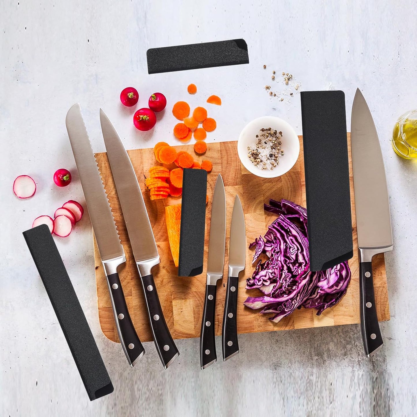 ABS Knife Cover Sleeves for 7" Chopping Knife Cleaver, Knives Edge Guard Blade Protector Universal Knife Sheath for Home Kitchen, Black