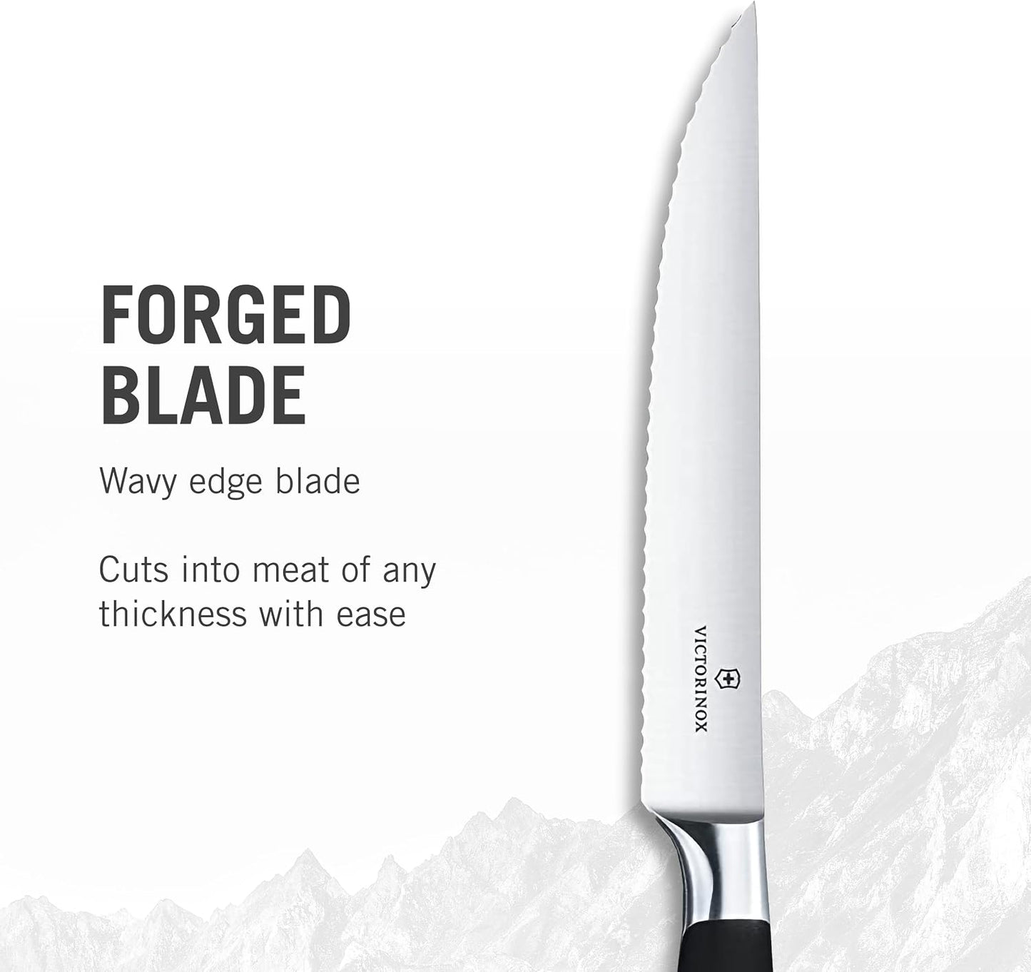 Grand Maitre Steak Knives - Premium Meat Knives with Ergonomic Handle - Modern Kitchen Accessories - Black Handle, Serrated Edge, 2-Piece Set