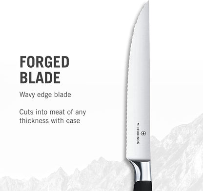 Grand Maitre Steak Knives - Premium Meat Knives with Ergonomic Handle - Modern Kitchen Accessories - Black Handle, Serrated Edge, 2-Piece Set