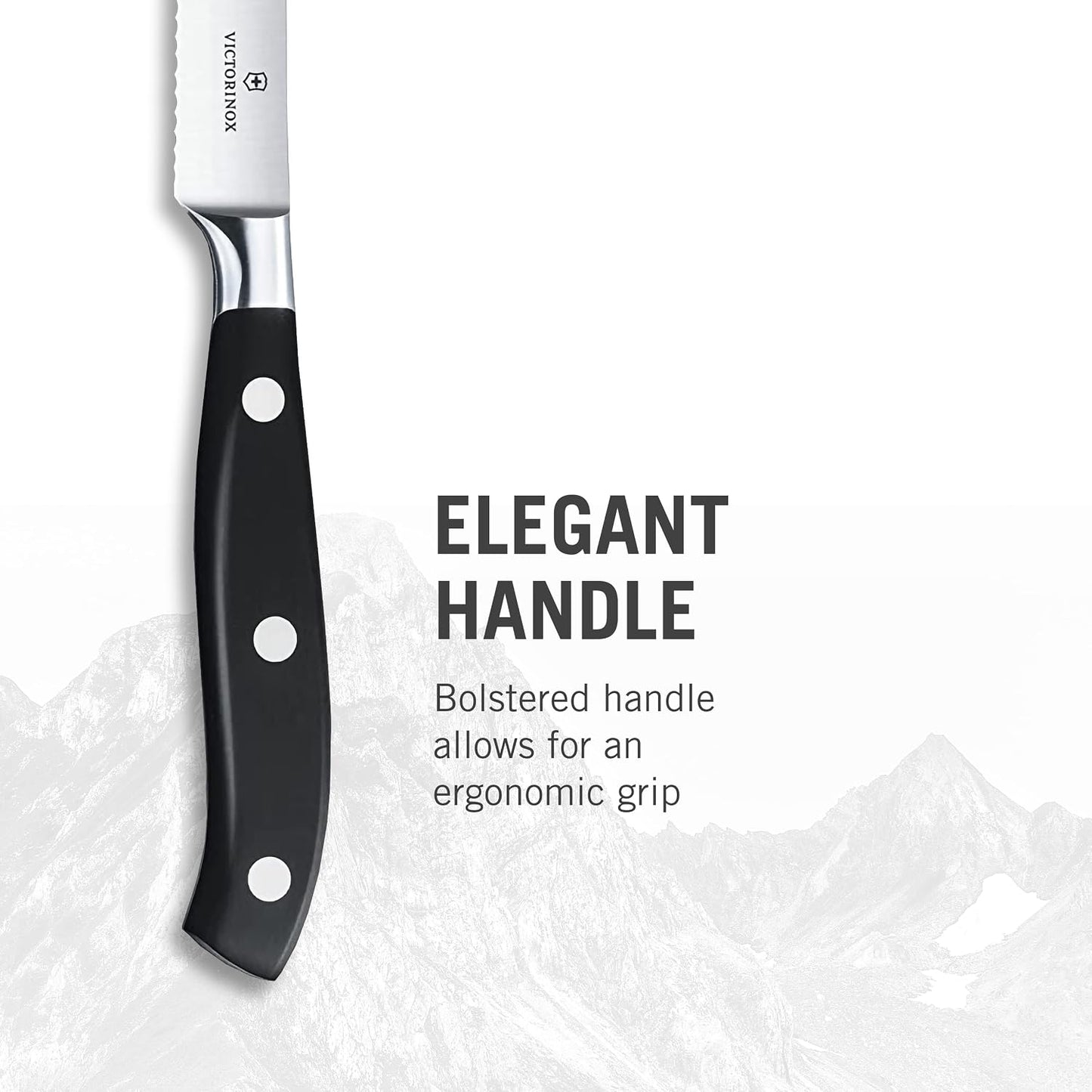 Grand Maitre Steak Knives - Premium Meat Knives with Ergonomic Handle - Modern Kitchen Accessories - Black Handle, Serrated Edge, 2-Piece Set