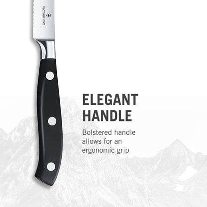 Grand Maitre Steak Knives - Premium Meat Knives with Ergonomic Handle - Modern Kitchen Accessories - Black Handle, Serrated Edge, 2-Piece Set