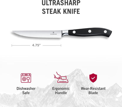 Grand Maitre Steak Knives - Premium Meat Knives with Ergonomic Handle - Modern Kitchen Accessories - Black Handle, Serrated Edge, 2-Piece Set