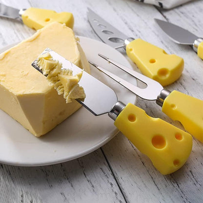 3Pcs Cheese Knife,Cheese Handle Cheese Knife Set for Cutting Boards,Cute Cheese Handle Knife Set,Mini Steel Stainless Cheese Cutter, Spreader, Fork for Party Wedding Christmas, Charcuterie Accessories