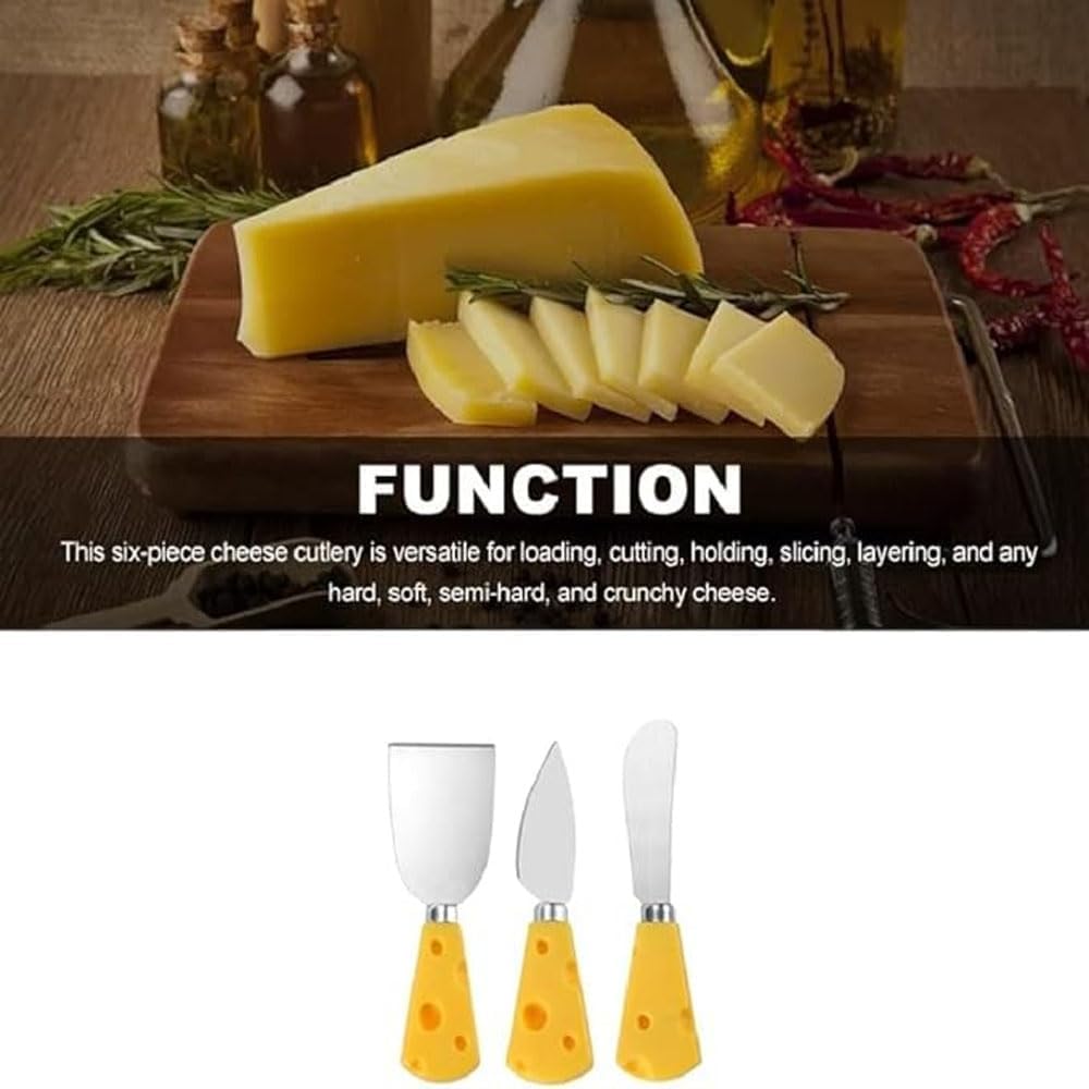 3Pcs Cheese Knife,Cheese Handle Cheese Knife Set for Cutting Boards,Cute Cheese Handle Knife Set,Mini Steel Stainless Cheese Cutter, Spreader, Fork for Party Wedding Christmas, Charcuterie Accessories
