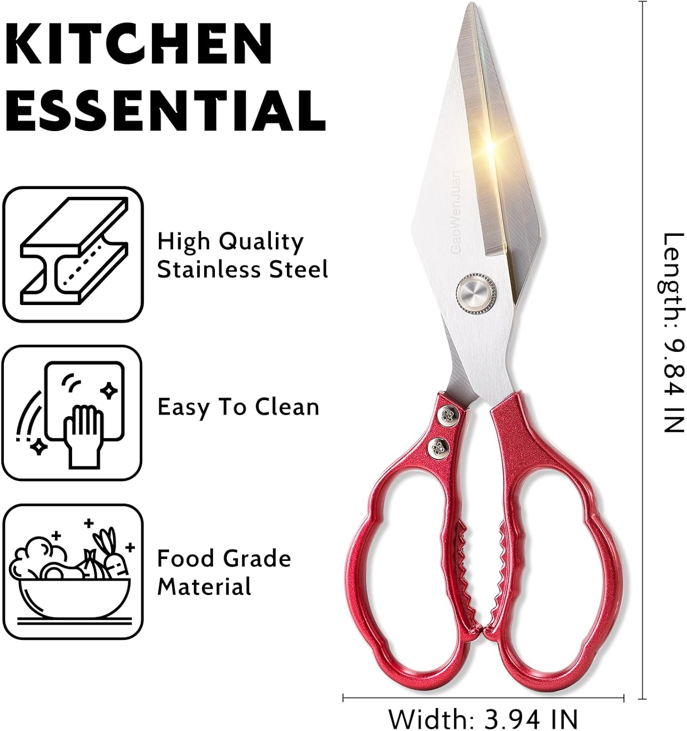 Kitchen Shears & kitchen scissors All Purpose | kitchen gadgets-Heavy Duty Stainless Steel Meat Poultry Food Scissors, Dishwasher Safe for Home and Kitchen Essentials, Utensils, Gadgets, Accessories