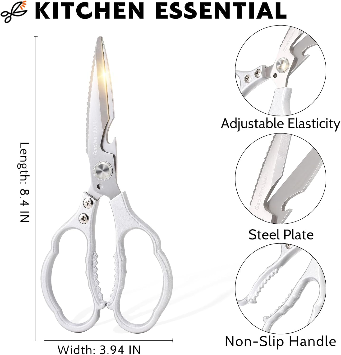 Kitchen Shears & kitchen scissors All Purpose | kitchen gadgets-Heavy Duty Stainless Steel Meat Poultry Food Scissors, Dishwasher Safe for Home and Kitchen Essentials, Utensils, Gadgets, Accessories
