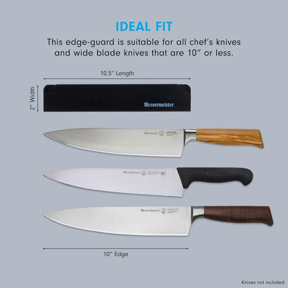 10” Chef’s Edge-Guard, Black - Fashionable & Functional Knife Protector for Chef’s & Wide-Blade Knives - 2 Blade Entry Notches - 10.5” x 1.9375”