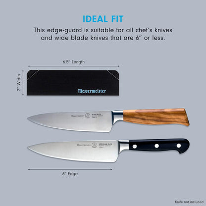 10” Chef’s Edge-Guard, Black - Fashionable & Functional Knife Protector for Chef’s & Wide-Blade Knives - 2 Blade Entry Notches - 10.5” x 1.9375”