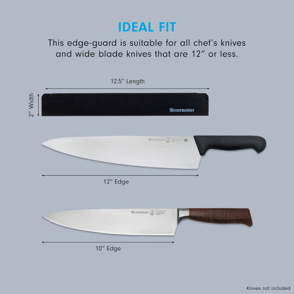 10” Chef’s Edge-Guard, Black - Fashionable & Functional Knife Protector for Chef’s & Wide-Blade Knives - 2 Blade Entry Notches - 10.5” x 1.9375”