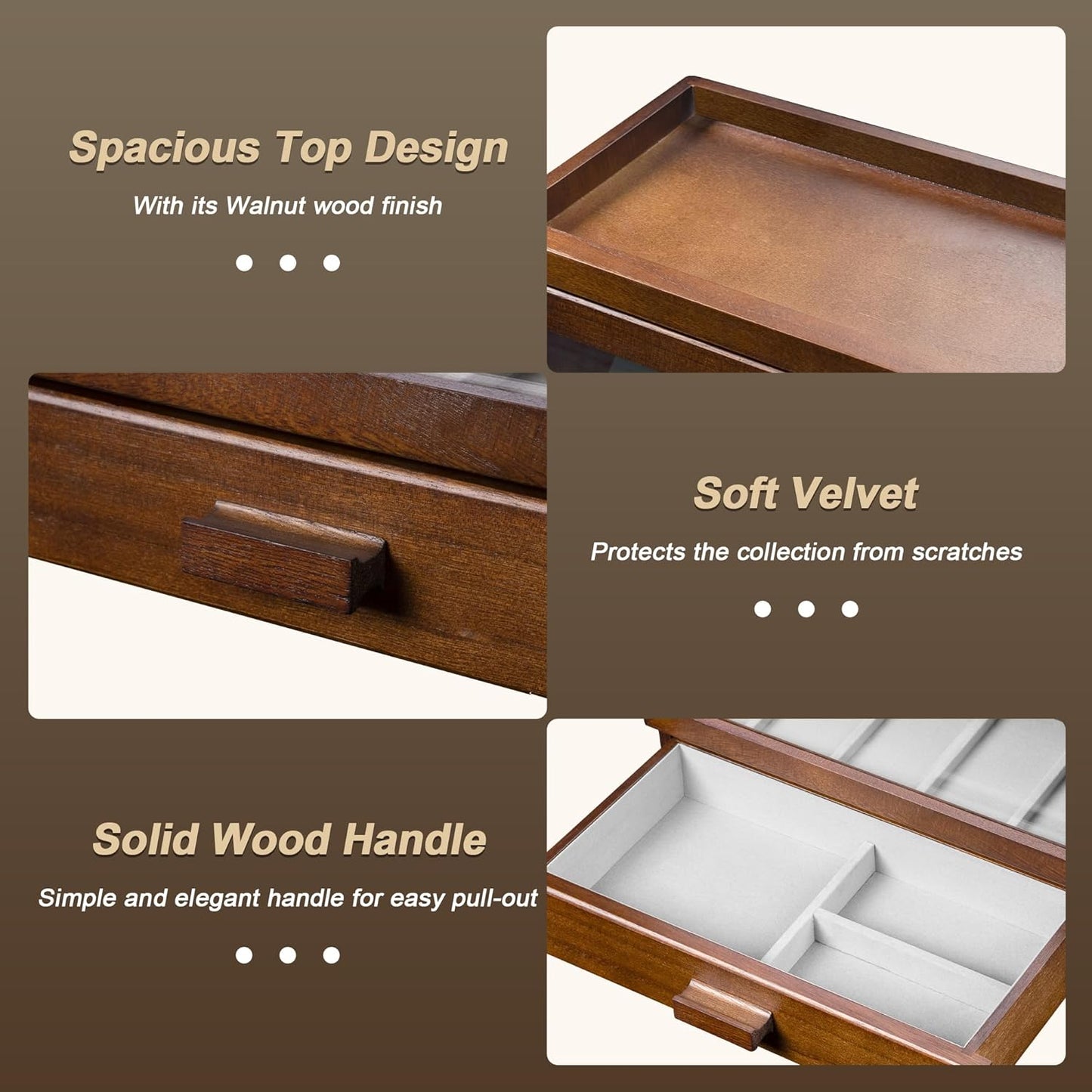 Pocket Knife Display Case for 25 Knives, Large Wooden knife Cases for Collections, Vertical Knife Storage Case with Acrylic transparent panel for Men Gifts (Walnut)