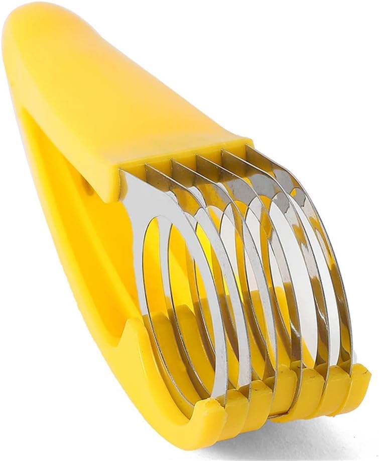 2 PCs Banana Slicer Fruit and Vegetable Salad Peeler Fruit Cutter sausage ham Peeler slicers Kitchen Tools, Yellow