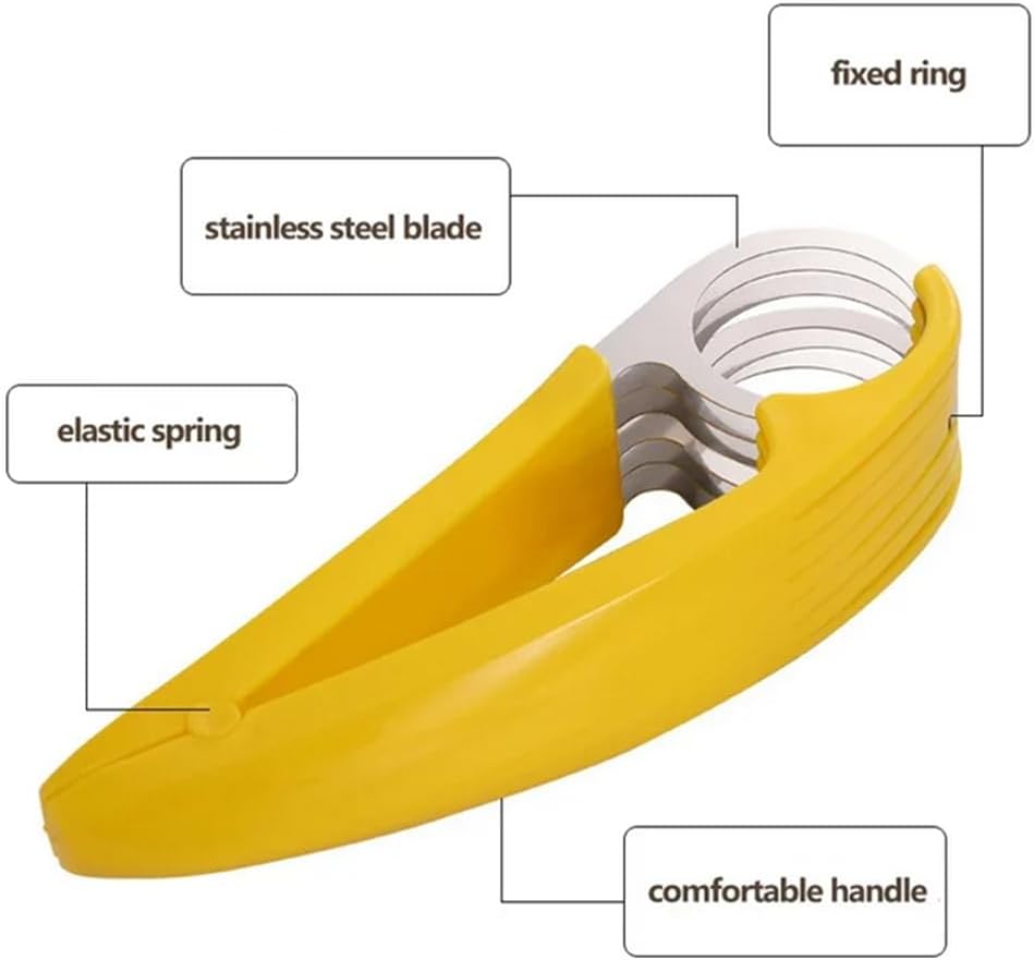 2 PCs Banana Slicer Fruit and Vegetable Salad Peeler Fruit Cutter sausage ham Peeler slicers Kitchen Tools, Yellow