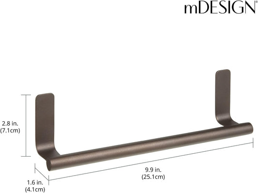 Steel Wall-Mounted Towel Rack Storage Holder - Self-Adhesive Space Saving Bar for Kitchen - Holds Hand and Dish Towels - Stick on Doors, Cabinet, Cupboard - Omni Collection - 2 Pack - Bronze