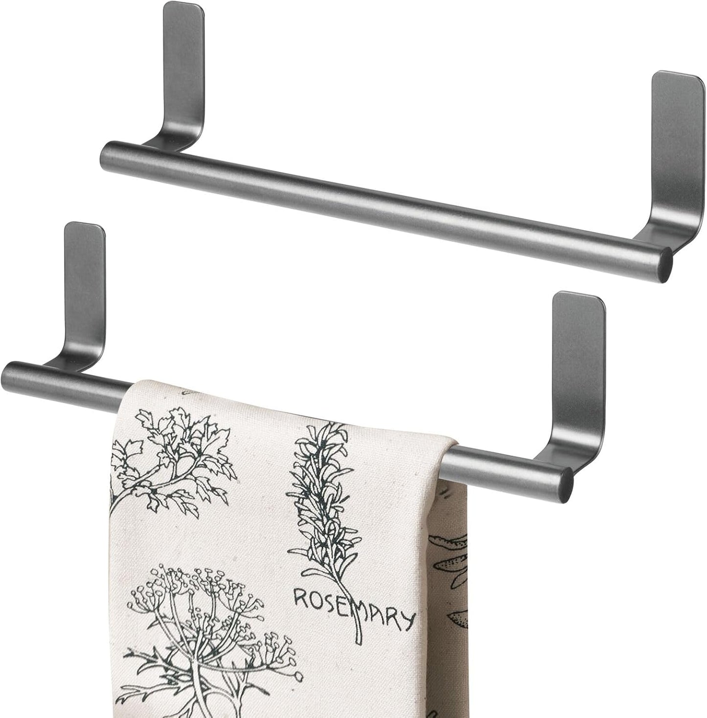 Steel Wall-Mounted Towel Rack Storage Holder - Self-Adhesive Space Saving Bar for Kitchen - Holds Hand and Dish Towels - Stick on Doors, Cabinet, Cupboard - Omni Collection - 2 Pack - Bronze