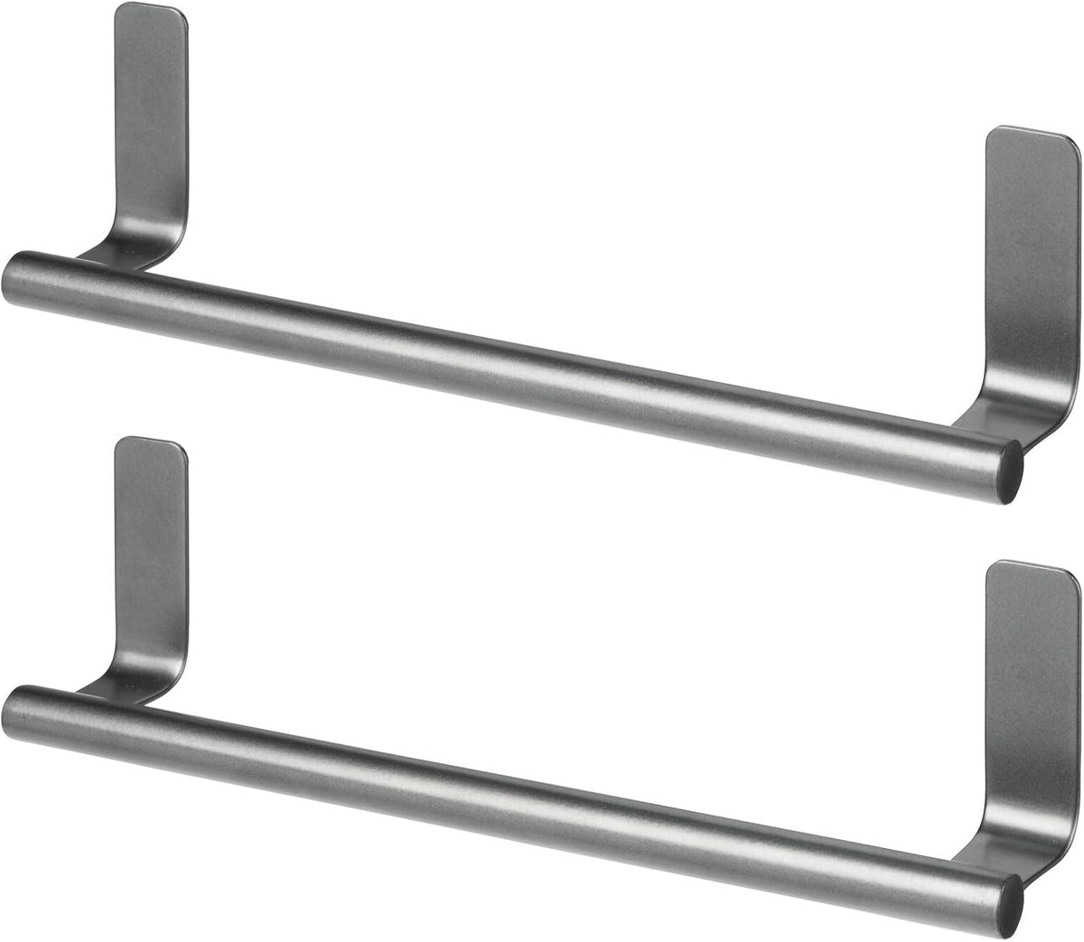 Steel Wall-Mounted Towel Rack Storage Holder - Self-Adhesive Space Saving Bar for Kitchen - Holds Hand and Dish Towels - Stick on Doors, Cabinet, Cupboard - Omni Collection - 2 Pack - Bronze