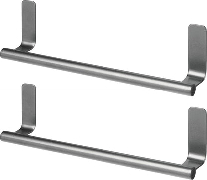 Steel Wall-Mounted Towel Rack Storage Holder - Self-Adhesive Space Saving Bar for Kitchen - Holds Hand and Dish Towels - Stick on Doors, Cabinet, Cupboard - Omni Collection - 2 Pack - Bronze