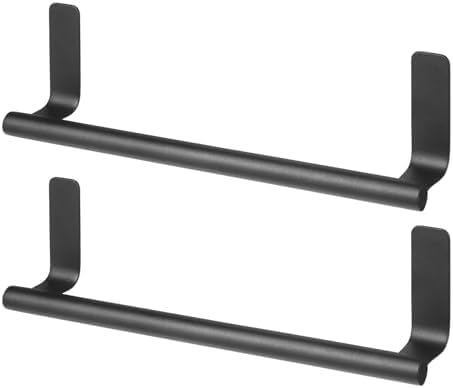 Steel Wall-Mounted Towel Rack Storage Holder - Self-Adhesive Space Saving Bar for Kitchen - Holds Hand and Dish Towels - Stick on Doors, Cabinet, Cupboard - Omni Collection - 2 Pack - Bronze