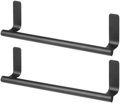 Steel Wall-Mounted Towel Rack Storage Holder - Self-Adhesive Space Saving Bar for Kitchen - Holds Hand and Dish Towels - Stick on Doors, Cabinet, Cupboard - Omni Collection - 2 Pack - Bronze