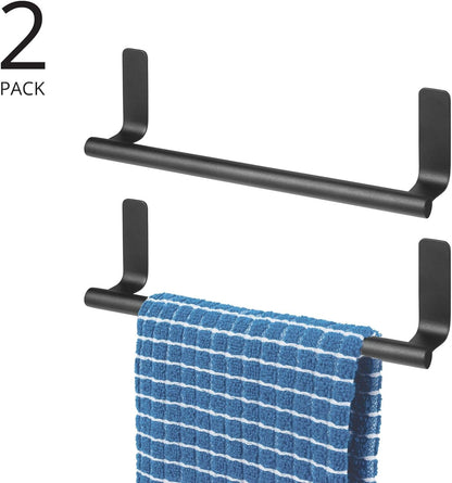 Steel Wall-Mounted Towel Rack Storage Holder - Self-Adhesive Space Saving Bar for Kitchen - Holds Hand and Dish Towels - Stick on Doors, Cabinet, Cupboard - Omni Collection - 2 Pack - Bronze