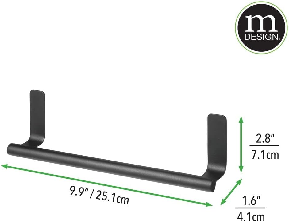Steel Wall-Mounted Towel Rack Storage Holder - Self-Adhesive Space Saving Bar for Kitchen - Holds Hand and Dish Towels - Stick on Doors, Cabinet, Cupboard - Omni Collection - 2 Pack - Bronze