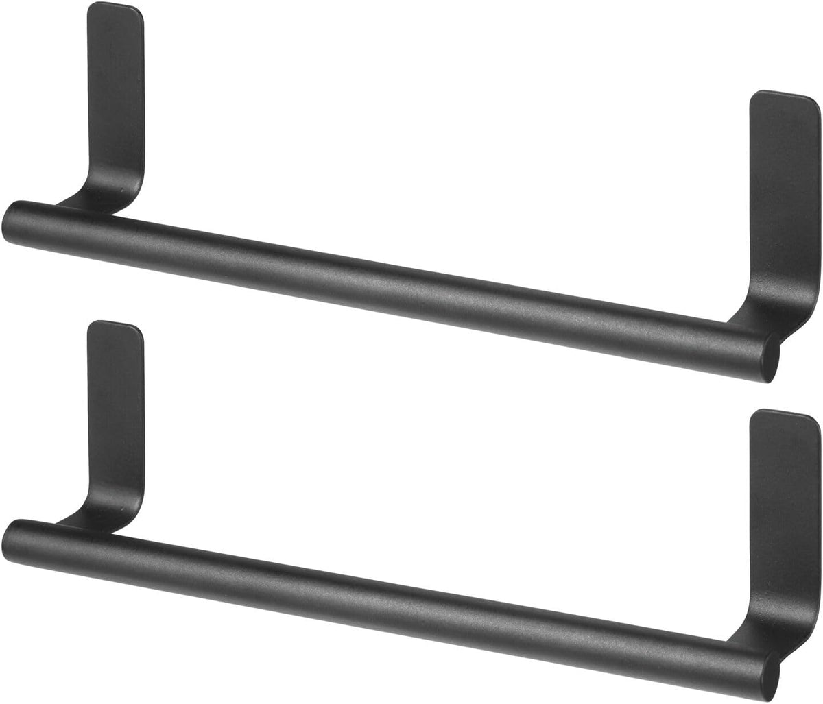 Steel Wall-Mounted Towel Rack Storage Holder - Self-Adhesive Space Saving Bar for Kitchen - Holds Hand and Dish Towels - Stick on Doors, Cabinet, Cupboard - Omni Collection - 2 Pack - Bronze