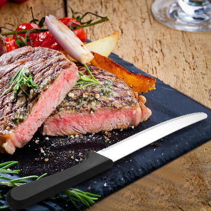 200 Pcs Steak Knives 8.39 Inches Stainless Steel Serrated Blade Steak Knives Set with Round Tip Plastic Handle for Restaurant Kitchen, 4.72 Inch Blade