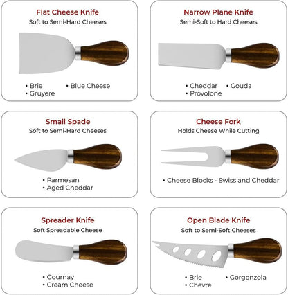 Cheese Butter Spreader Knife Set, Charcuterie Board Accessories Utensils,Stainless Steel with Walnut Wood Handel, Mini Serving Tongs Spoons Forks Set