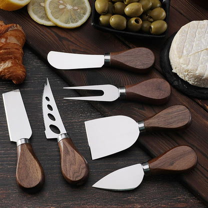 Cheese Butter Spreader Knife Set, Charcuterie Board Accessories Utensils,Stainless Steel with Walnut Wood Handel, Mini Serving Tongs Spoons Forks Set