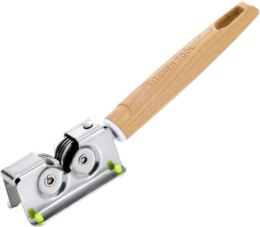Kitchen Knife Sharpener Manual Knife Sharpener Stainless Steel Knives Sharpenering Tool with Ergonomic Handle and Wheel Silver