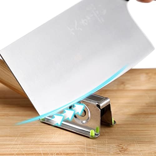 Kitchen Knife Sharpener Manual Knife Sharpener Stainless Steel Knives Sharpenering Tool with Ergonomic Handle and Wheel Silver
