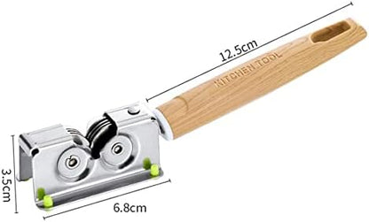 Kitchen Knife Sharpener Manual Knife Sharpener Stainless Steel Knives Sharpenering Tool with Ergonomic Handle and Wheel Silver