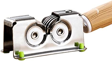 Kitchen Knife Sharpener Manual Knife Sharpener Stainless Steel Knives Sharpenering Tool with Ergonomic Handle and Wheel Silver