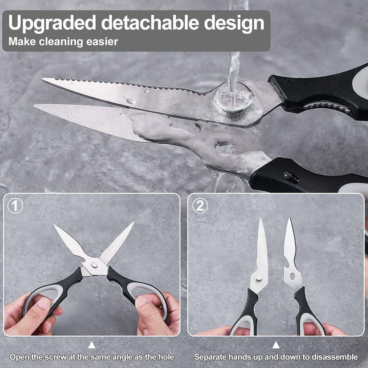3-Pack Kitchen Shears Heavy Duty All Purpose Stainless Steel Scissors Dishwasher Safe Cooking for Meat, Chicken, Fish, Vegetable