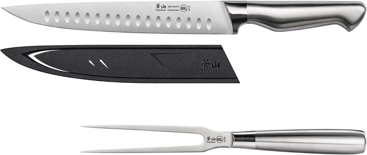 Cangshan Sanford Series 1027198 German Steel 2-Piece Carving Set with Sheath