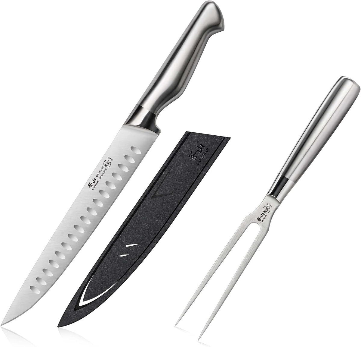 Cangshan Sanford Series 1027198 German Steel 2-Piece Carving Set with Sheath