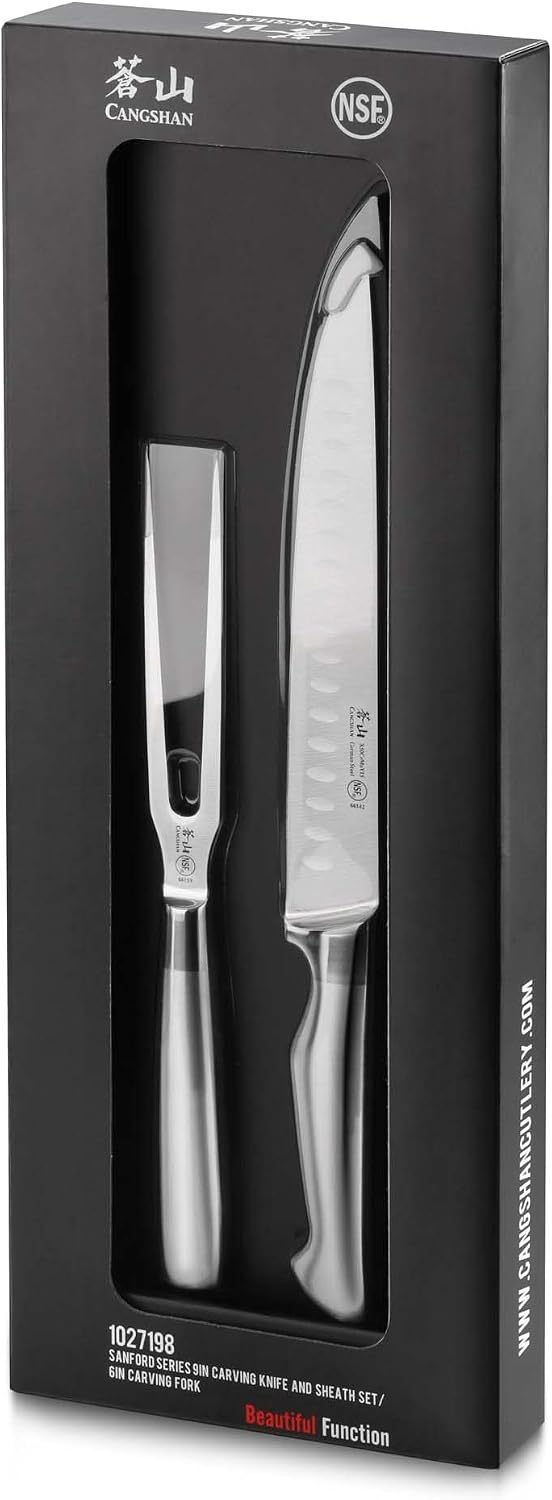 Cangshan Sanford Series 1027198 German Steel 2-Piece Carving Set with Sheath