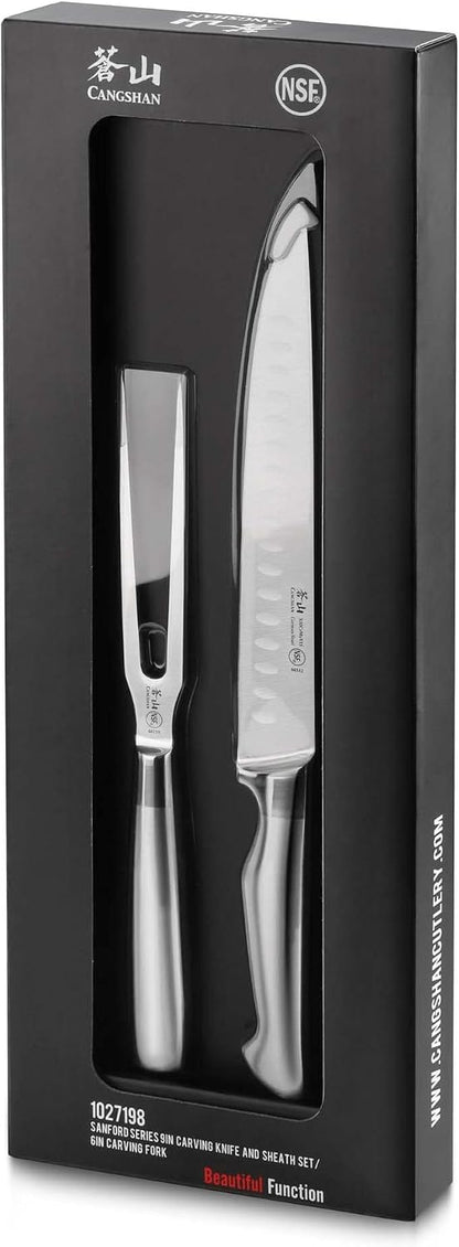 Cangshan Sanford Series 1027198 German Steel 2-Piece Carving Set with Sheath