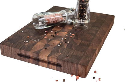 Walnut End Grain Cutting Board, Small 12x9" | Handmade Premium Butcher Block, Made in USA