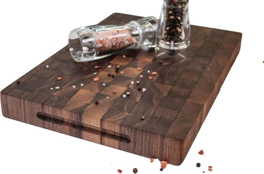 Walnut End Grain Cutting Board, Small 12x9" | Handmade Premium Butcher Block, Made in USA