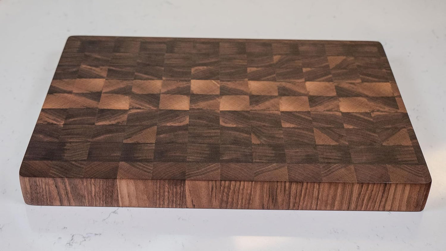 Walnut End Grain Cutting Board, Small 12x9" | Handmade Premium Butcher Block, Made in USA